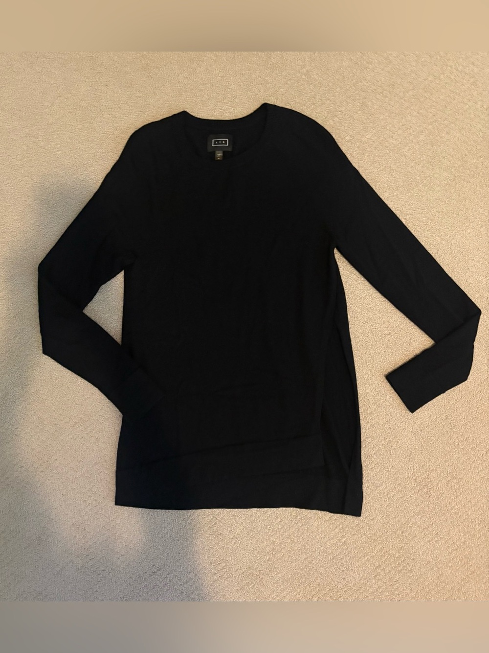 AYR The Deep End Black Merino Wool Crewneck Sweater Size M
